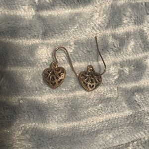 Gold Heart Filigree Earrings